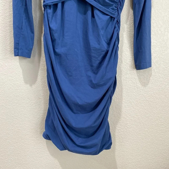 SUNDANCE Eternal Compliment Ruched Dress Blue Long Sleeve Size Medium - Picture 7 of 7